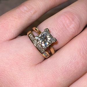 SOLD 3.2 carat Moissanite & Diamond Wedding Set